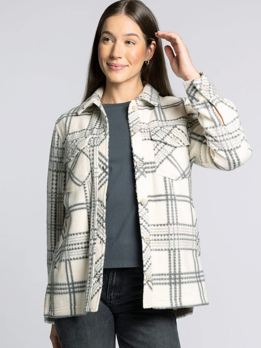 The Santa Fe Fleece Jacket Tofu Ash Plaid