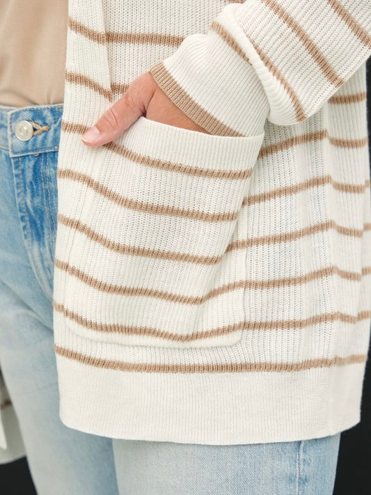 Timeless Taupe Striped Cardigan Extended