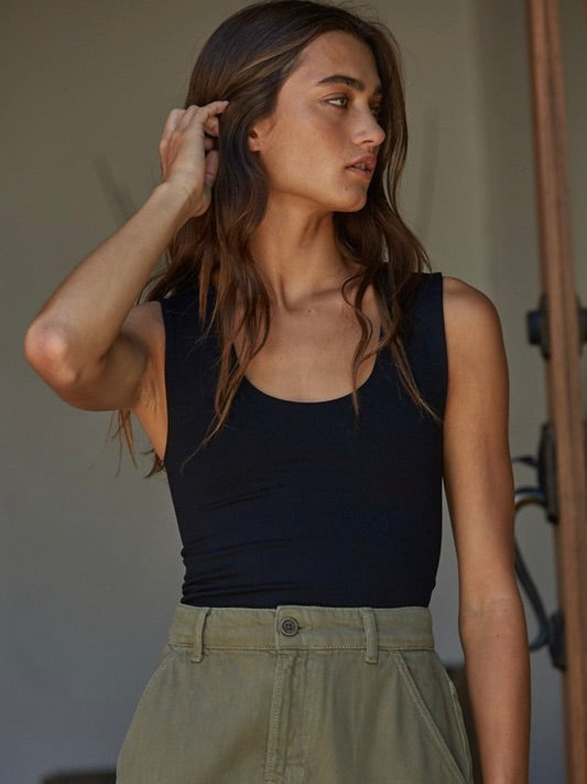 Audrey Double Layered Seamless Tank Black