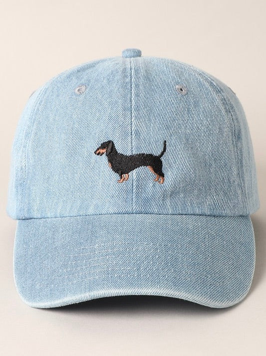 Dachshund Embroidered Denim Baseball Cap