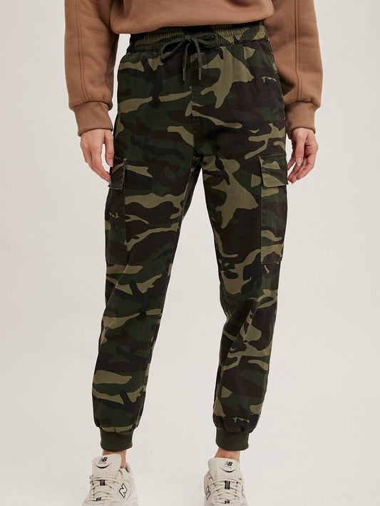 Out Back Camouflage Cargo Joggers Olive Small