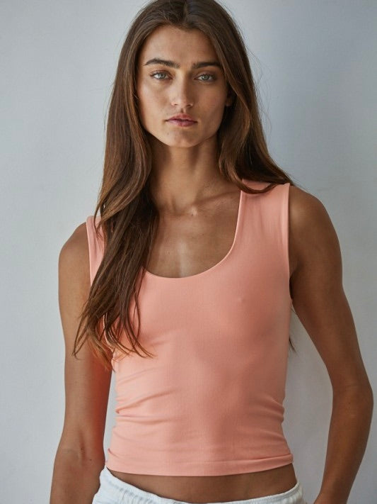 Audrey Double Layered Seamless Tank Peach Pink