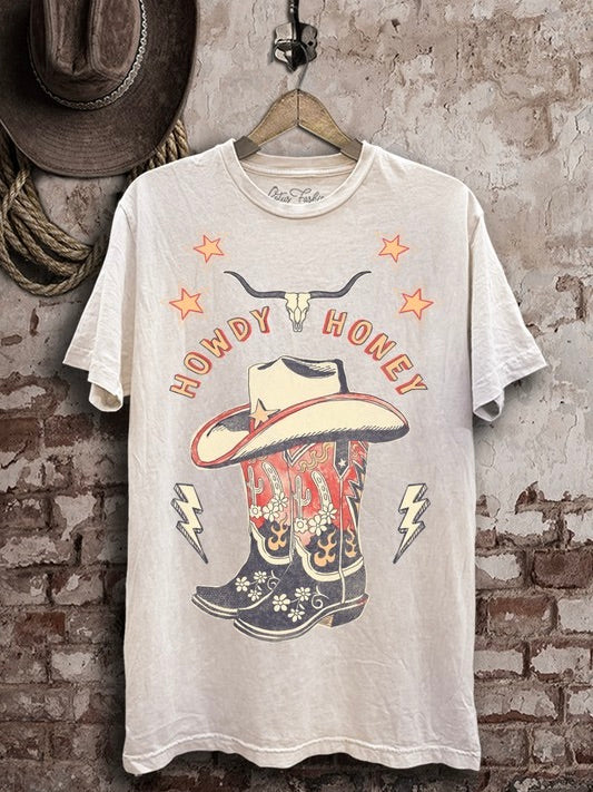 Howdy Honey Graphic Tee Mineral Off White S-3X