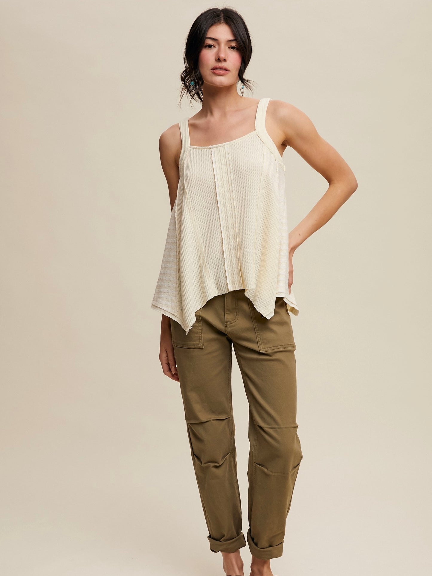 Carry On Contrast Stripe Thermal Tank Butter