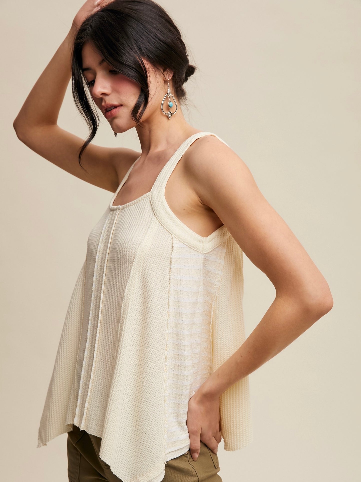 Carry On Contrast Stripe Thermal Tank Butter