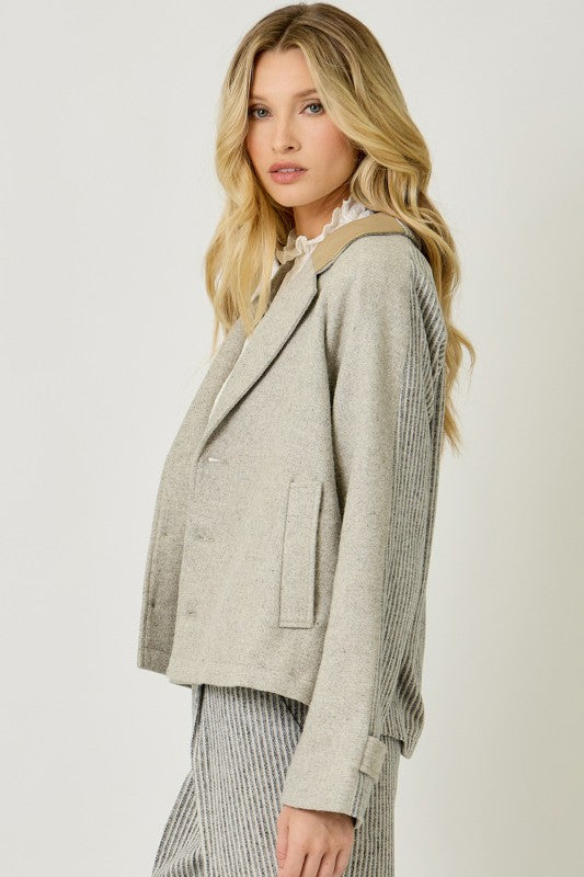 Wait For You Mixed Media Jacket Oatmeal