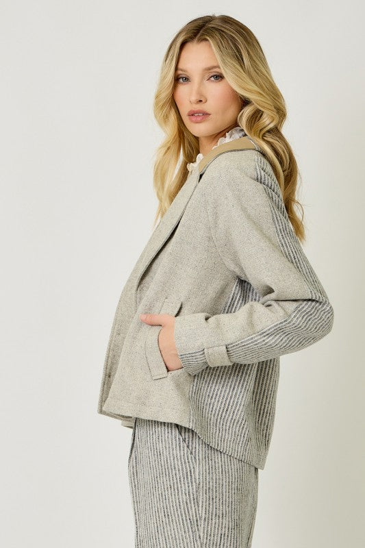 Wait For You Mixed Media Jacket Oatmeal