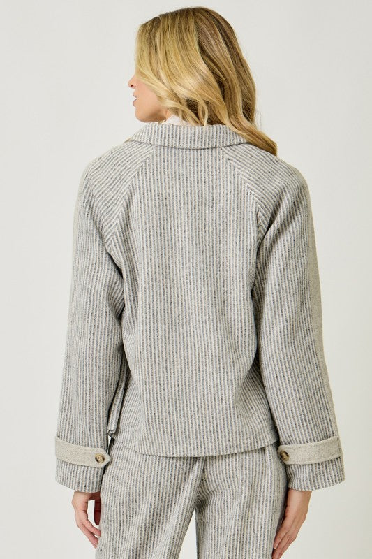 Wait For You Mixed Media Jacket Oatmeal