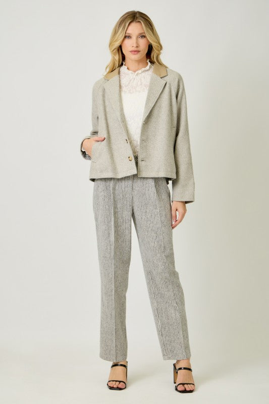 Wait For You Mixed Media Jacket Oatmeal