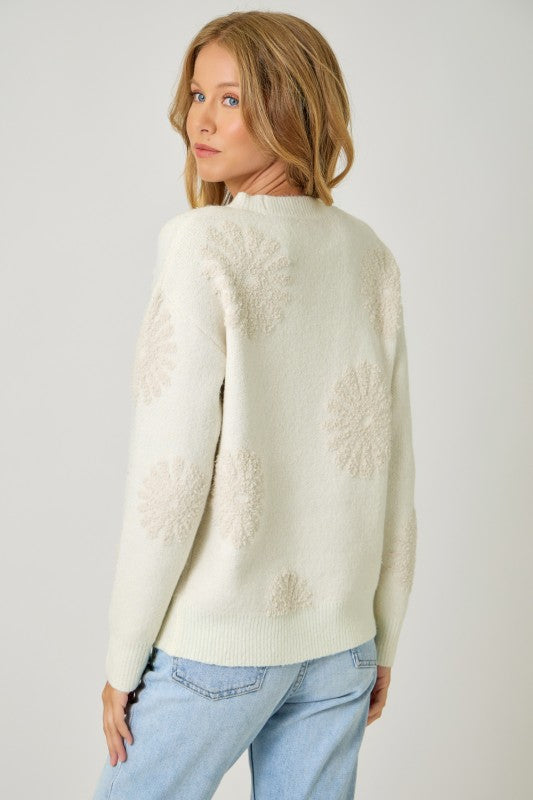 Back To You Floral Flocked Sweater Ivory/Oat