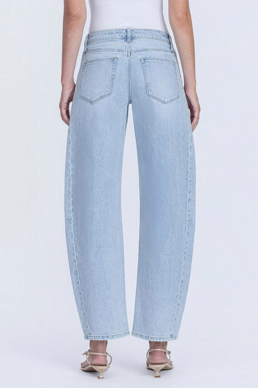 The Kate High Rise Barrel Jeans Medium Wash