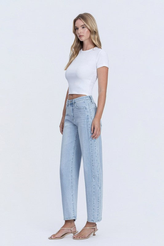 The Kate High Rise Barrel Jeans Medium Wash
