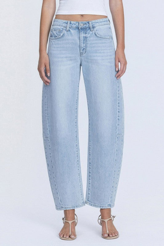 The Kate High Rise Barrel Jeans Medium Wash