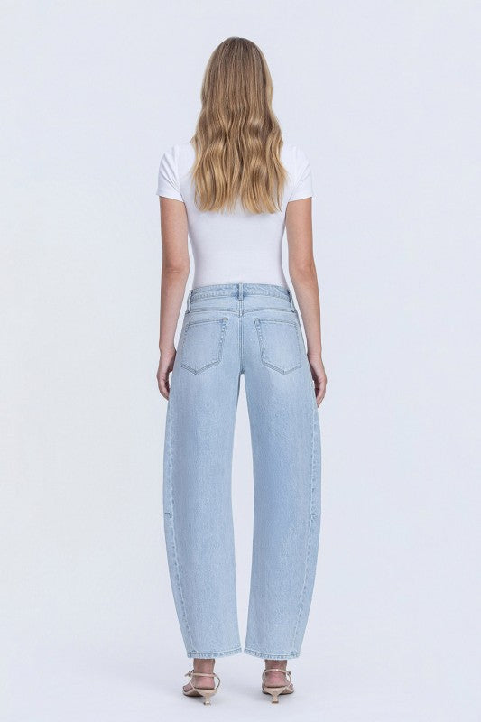 The Kate High Rise Barrel Jeans Medium Wash