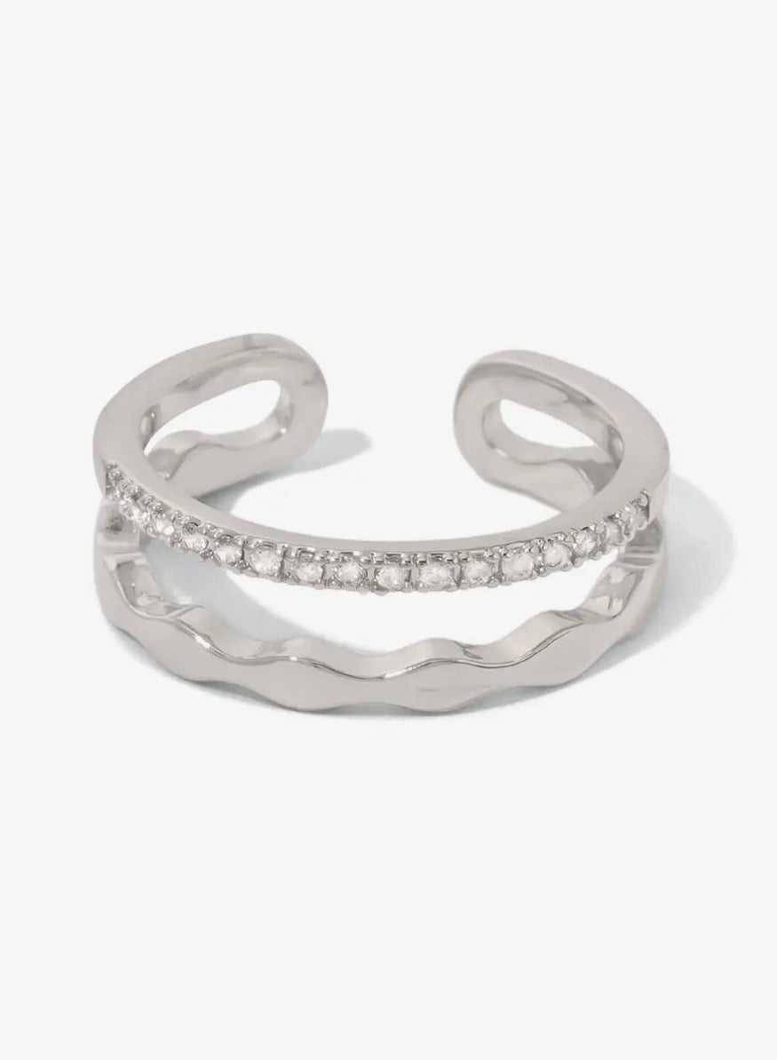 Boho Glam Ring Adjustable Silver