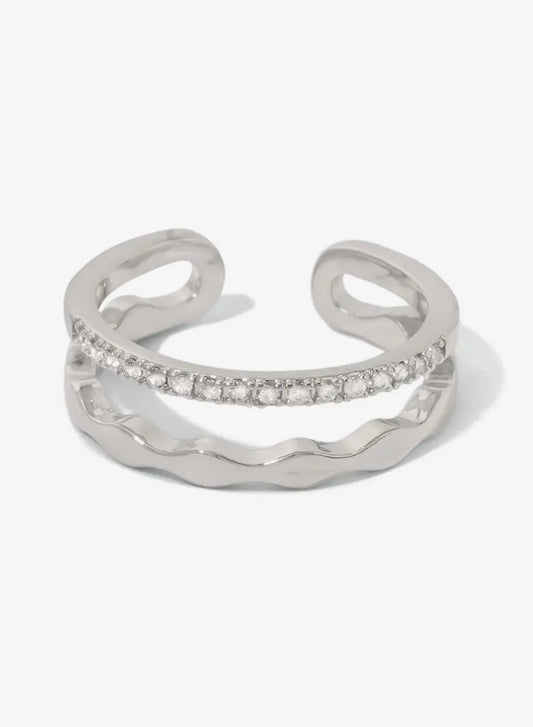 Boho Glam Ring Adjustable Silver