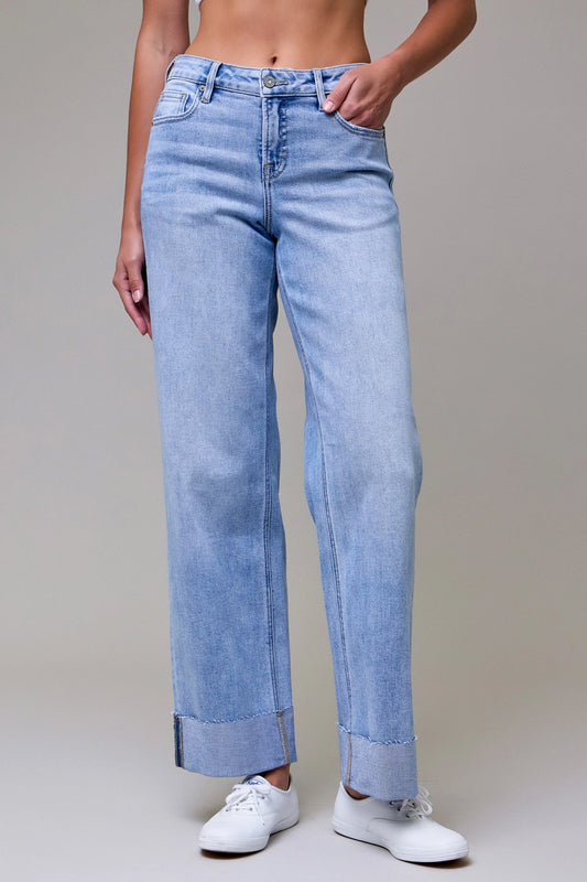 Hidden Logan Dad Jeans Raw Hem with 3" Cuff