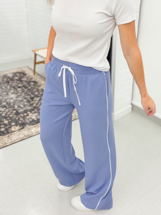 The Constance Pants Stone Blue Ivory