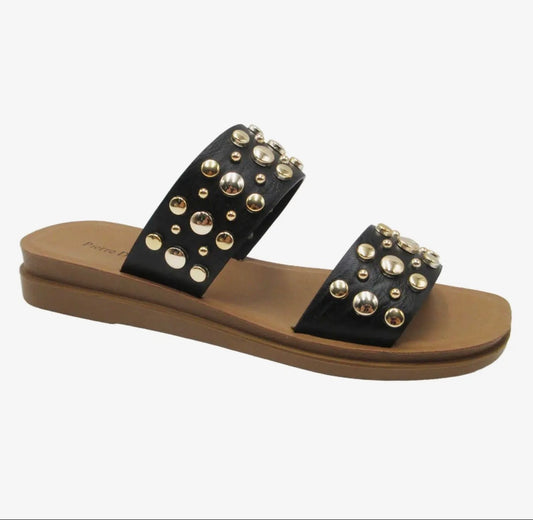 Pierre Dumas Caliso Black Slide Sandals