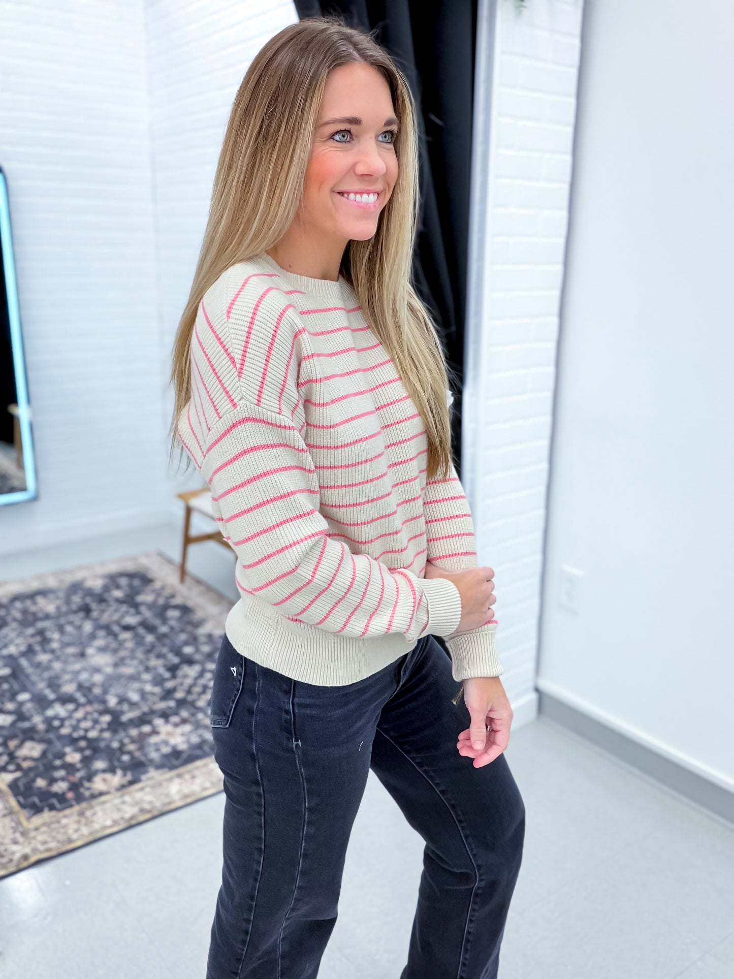 The Ely Sweater Cream Watermelon