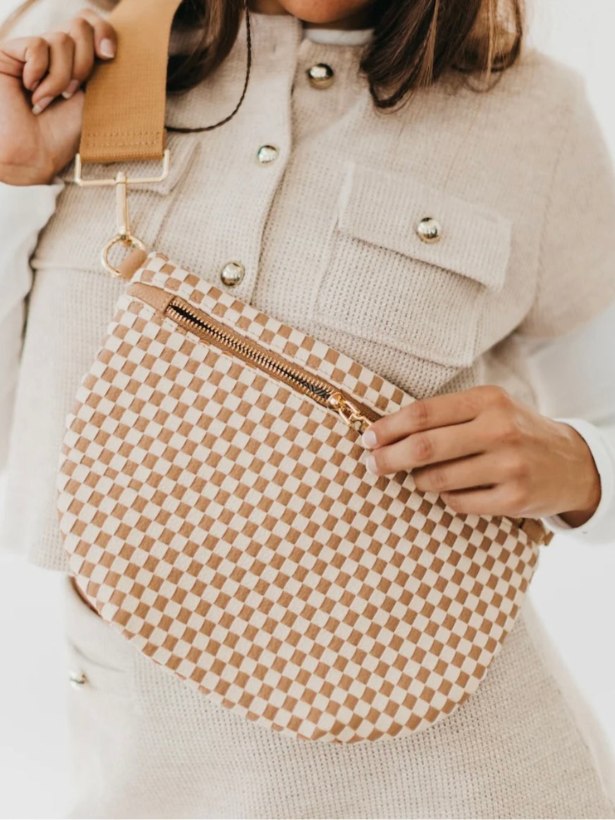 The Westlyn Woven Bum Bag Checkered Tan