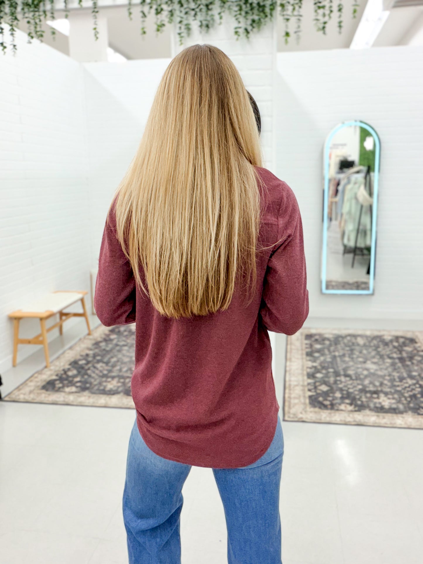 The Lewis Shirt Jacket Burgundy Heather