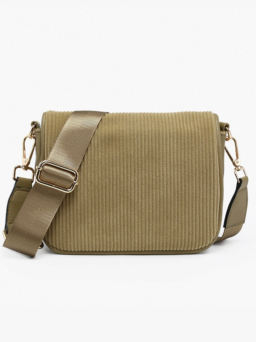 The Serena Two-Tone Corduroy Crossbody Olive