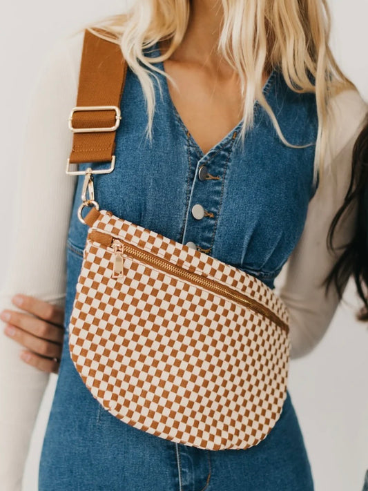 The Westlyn Woven Bum Bag Checkered Tan