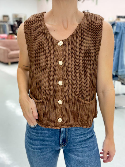 Her Moment Chunky Sweater Vest Cocoa