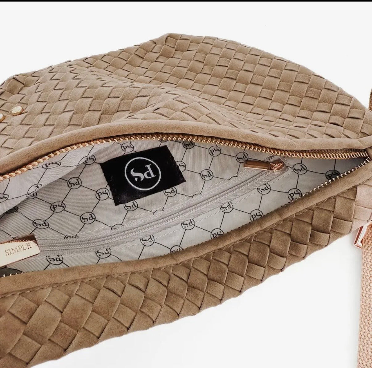 Westlyn Suede Woven Bag Taupe