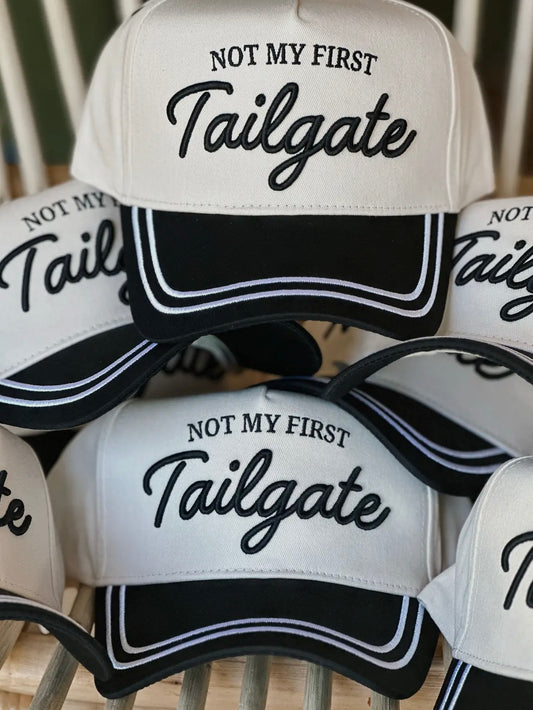 Not My First Tailgate Embroidered Hat Black/Cream