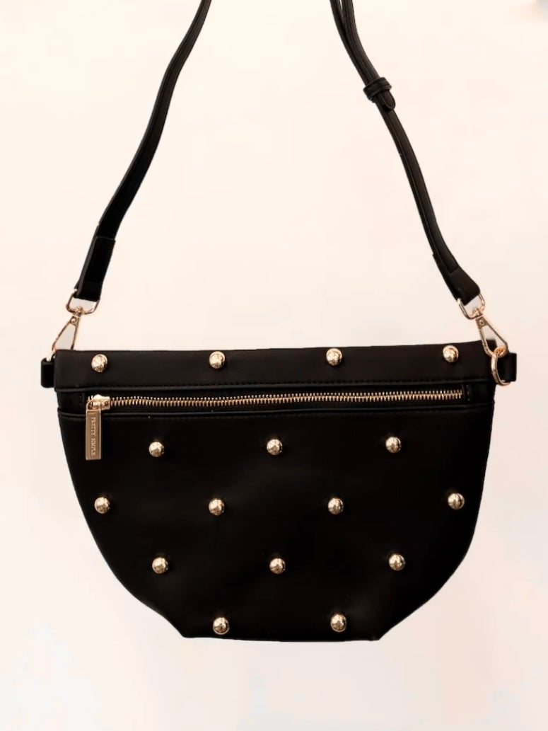 The Westlyn Chic Gold Studded Bum Bag Black