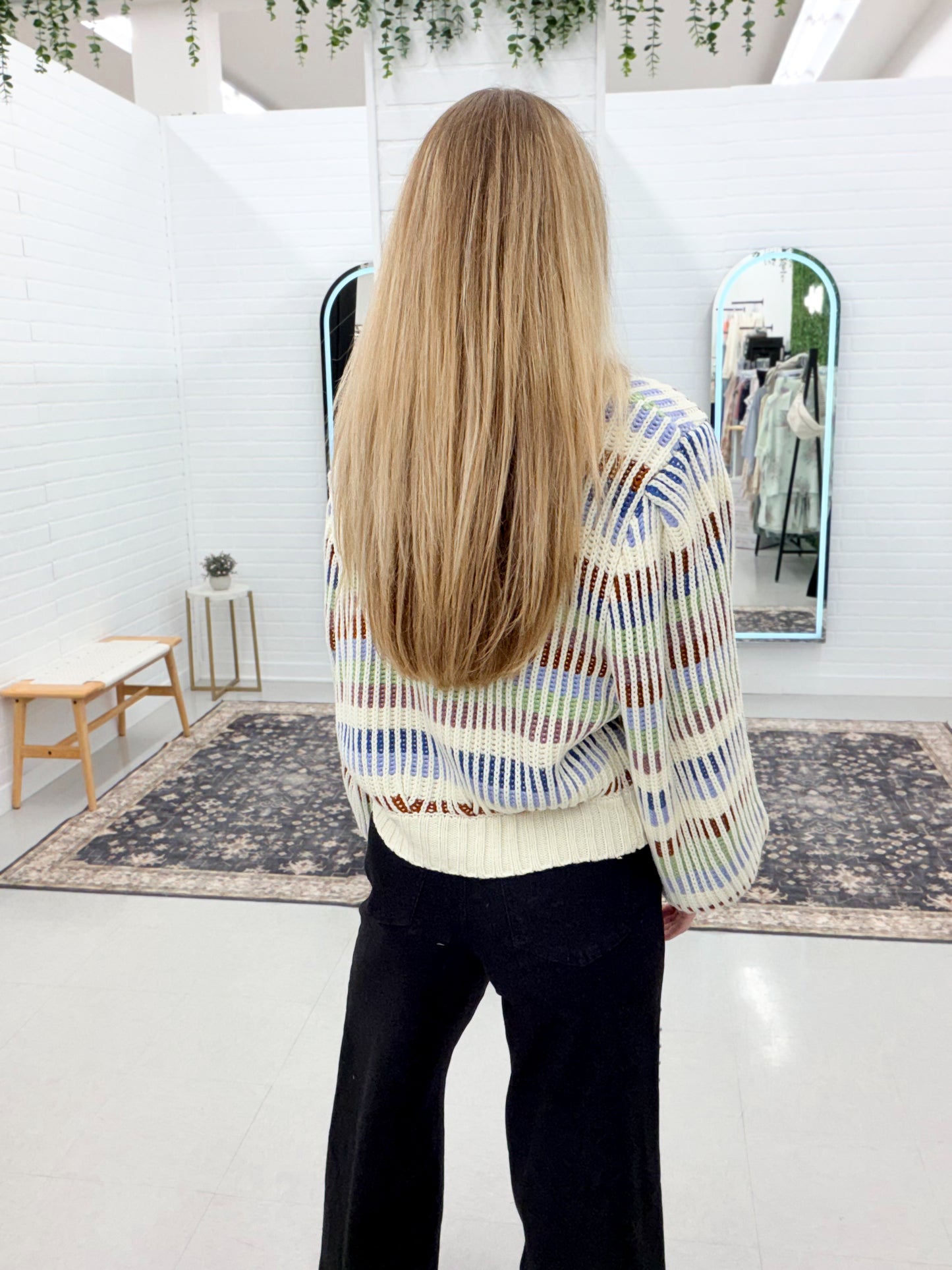 Good Vibes Multicolor Striped Chunky Knit Cardigan