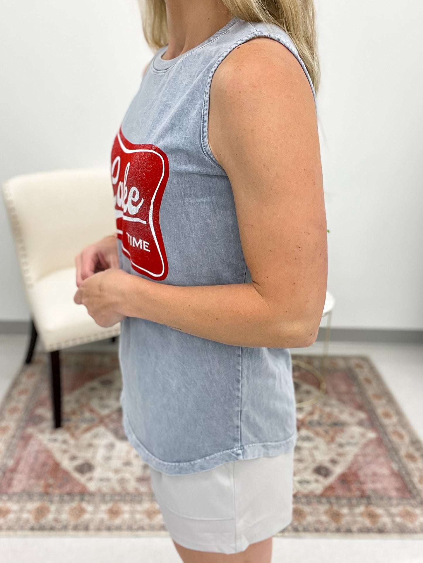 It’s Lake Time Graphic Tank Mineral Wash Vintage Blue