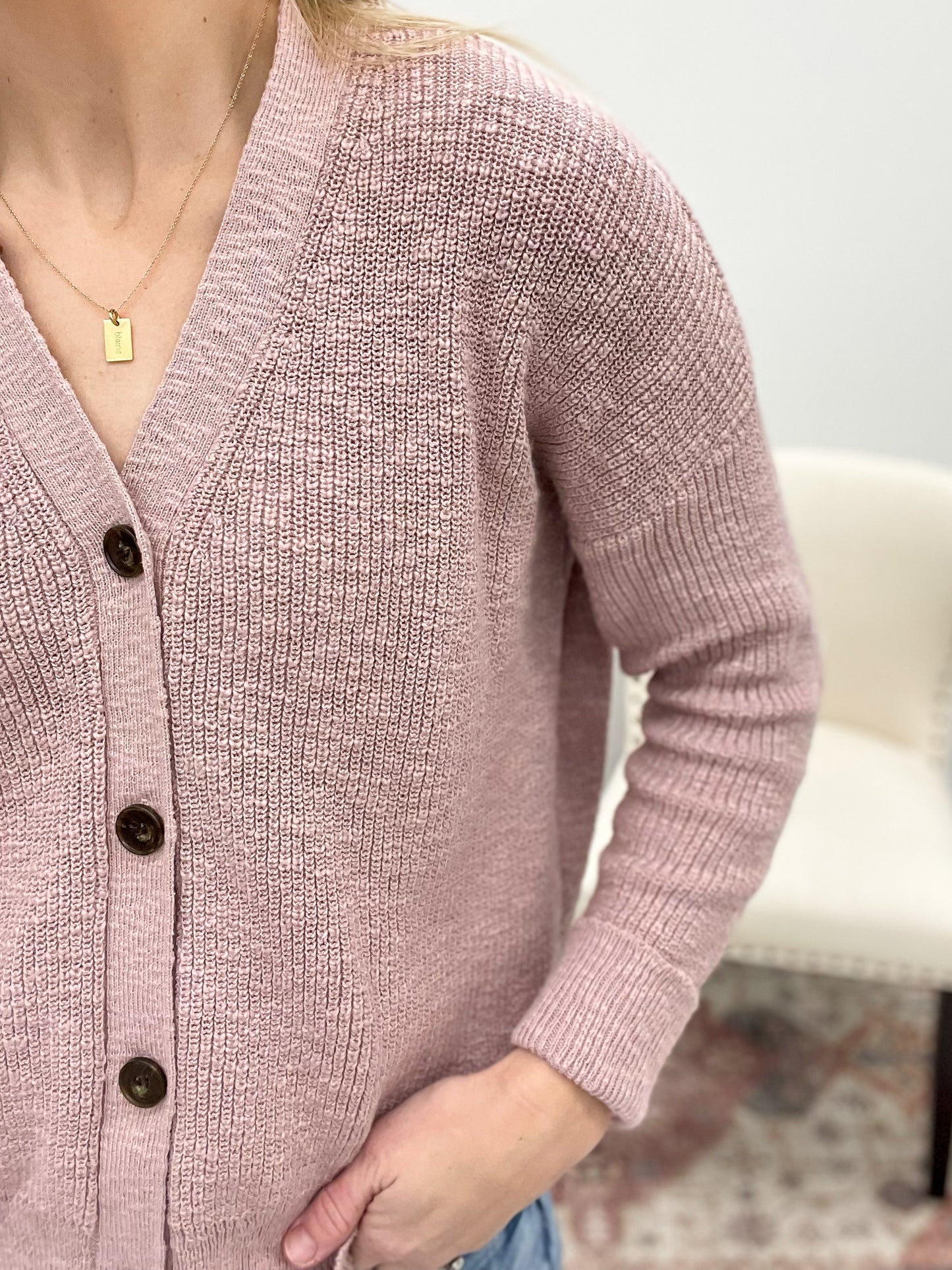 Spring Dreaming Button Down Sweater Cardigan Mauve