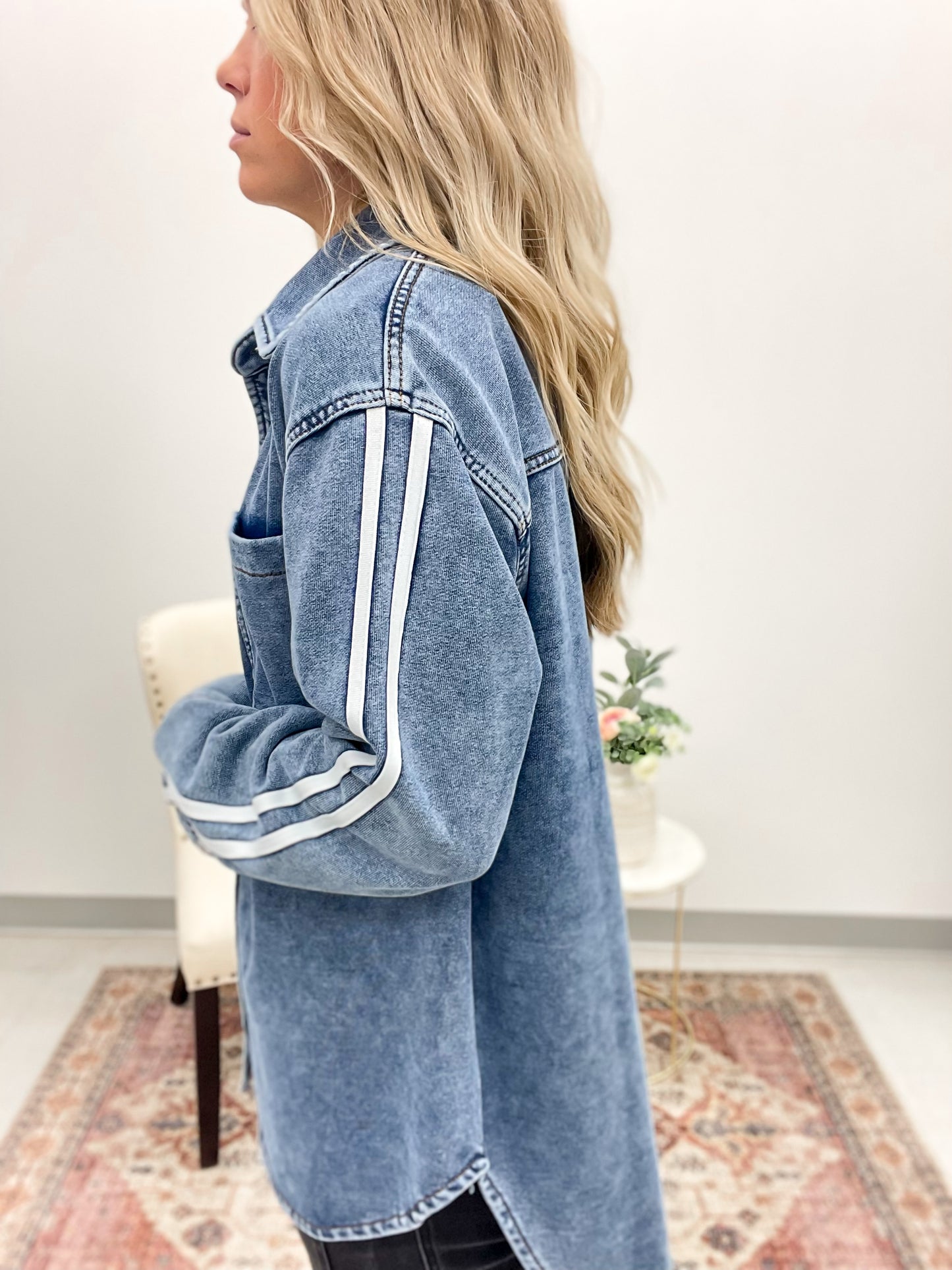 From The Top Washed Button Down Jacket Denim Wash XL-3X