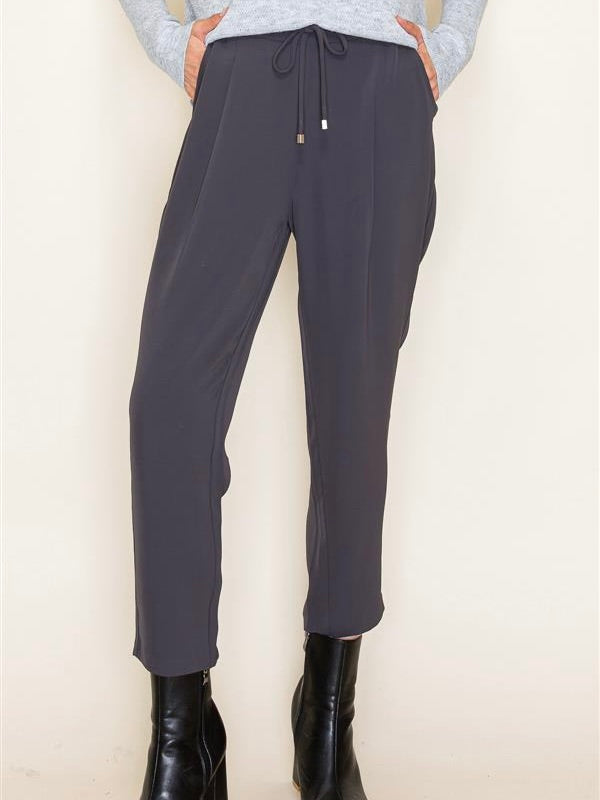 Down Time Drawstring Ankle Pants Charcoal