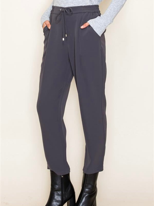 Down Time Drawstring Ankle Pants Charcoal