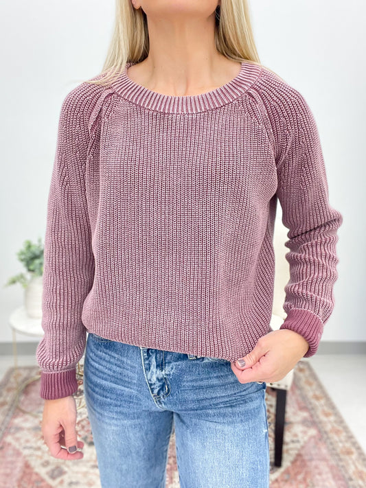 True Self Washed Knit Sweater Violet