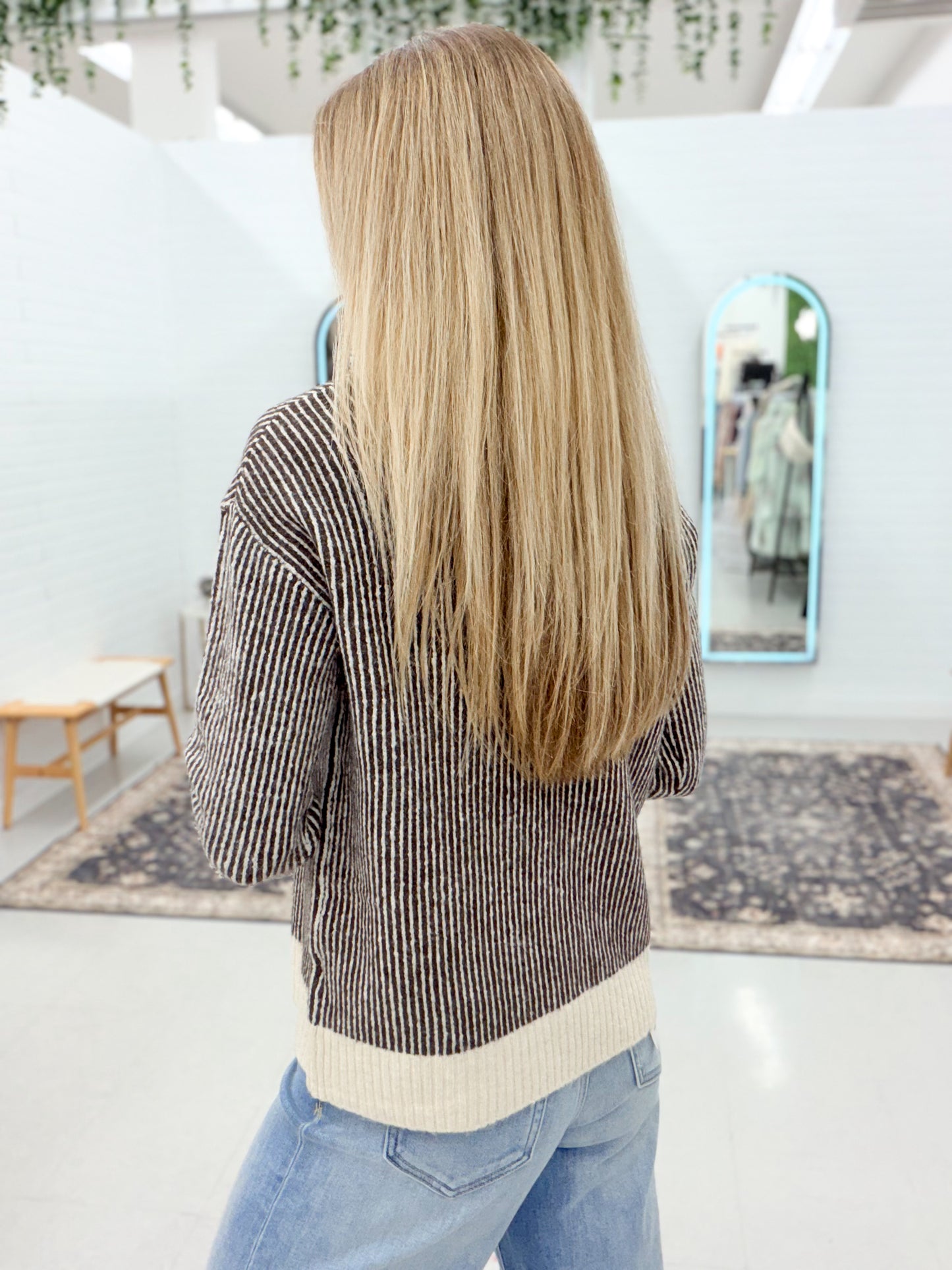 Keep Up Ribbed Pullover Sweater Chocolate