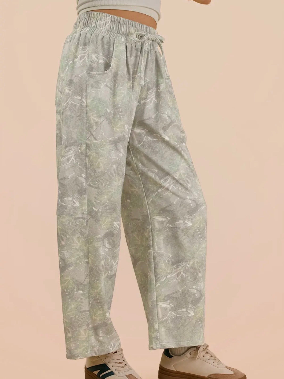 Backroads Home Camouflage Barrel French Terry Knit Pants Olive