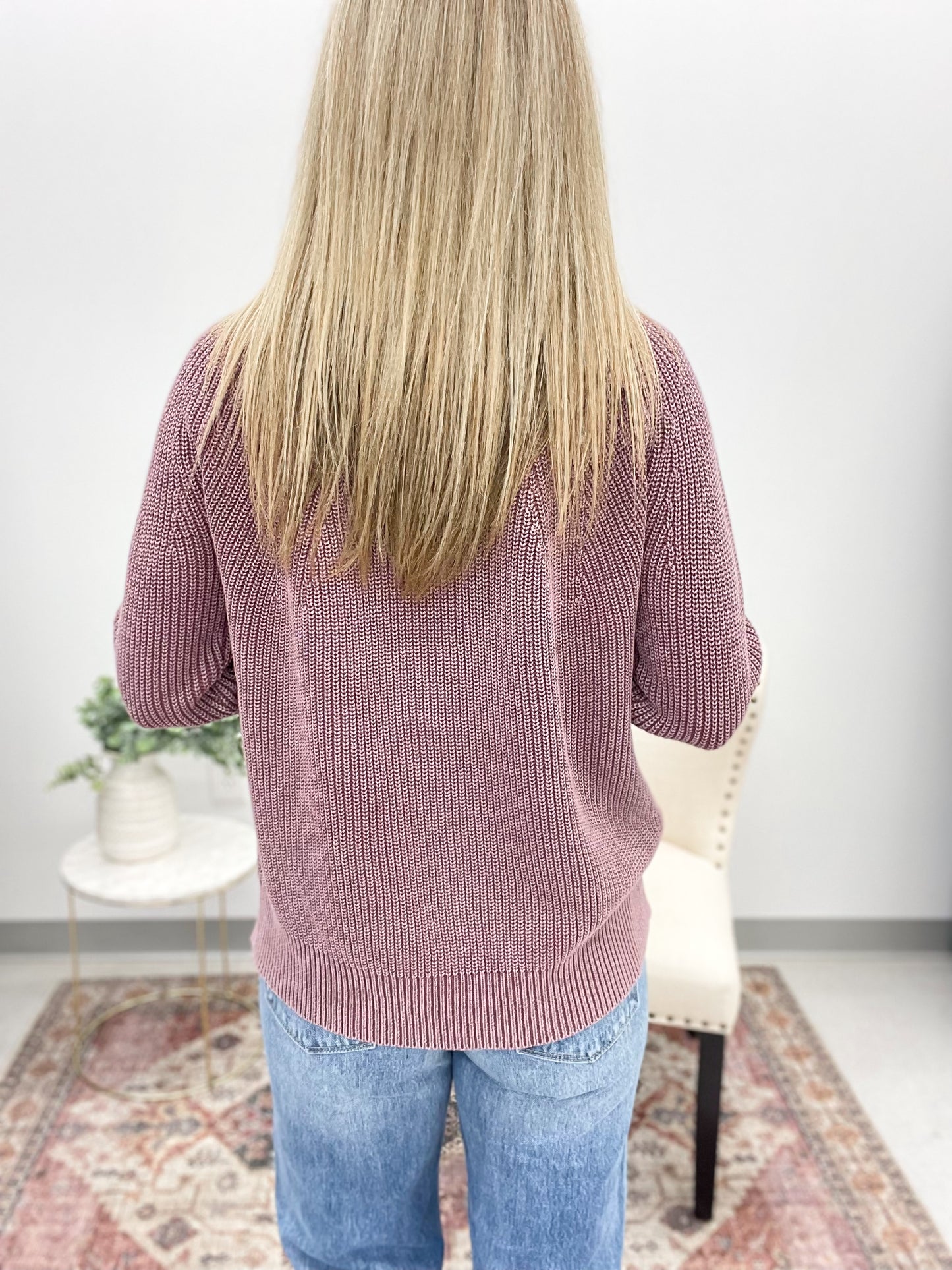 True Self Washed Knit Sweater Violet