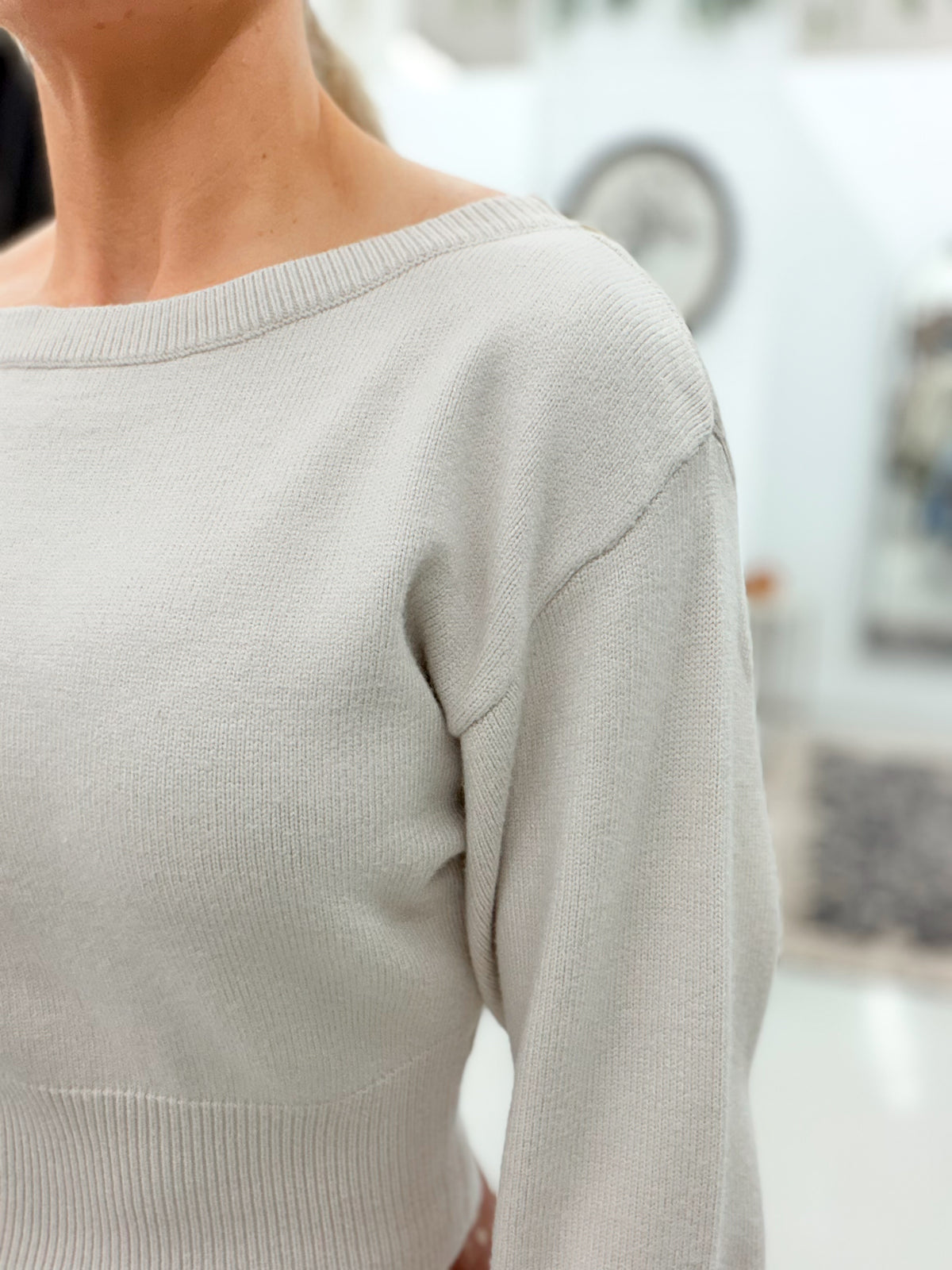 Like Home Boat Neck Off Shoulder Dolman Sweater Beige
