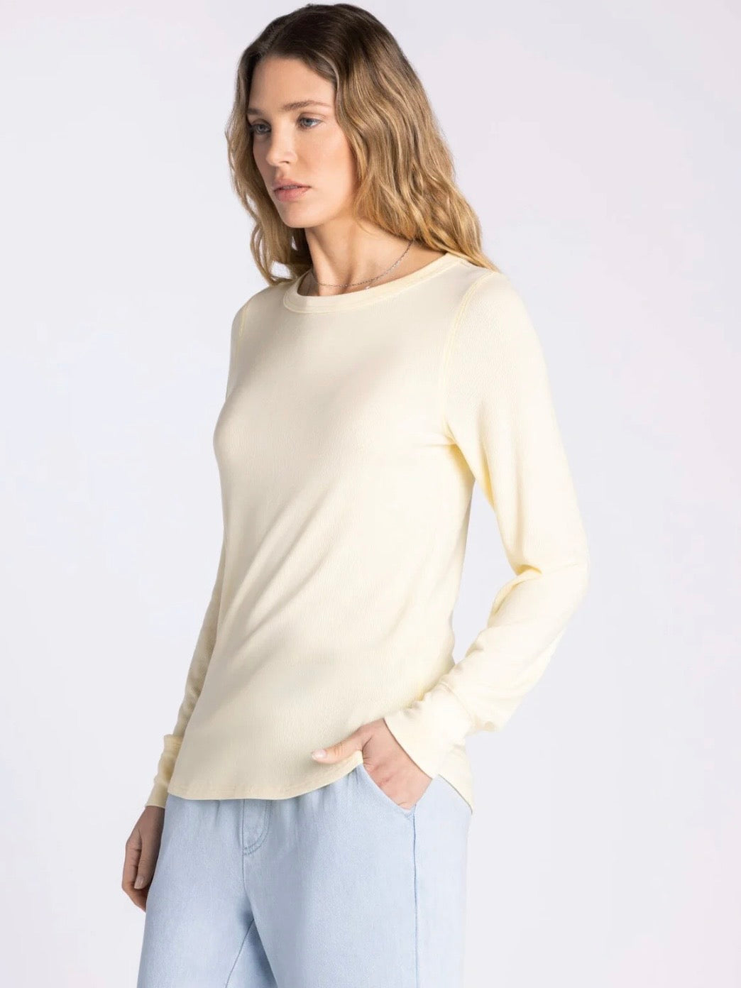 The Stacy Ribbed Top Butter Yellow