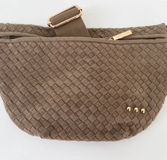 The Westlyn Suede Woven Bum Bag Taupe