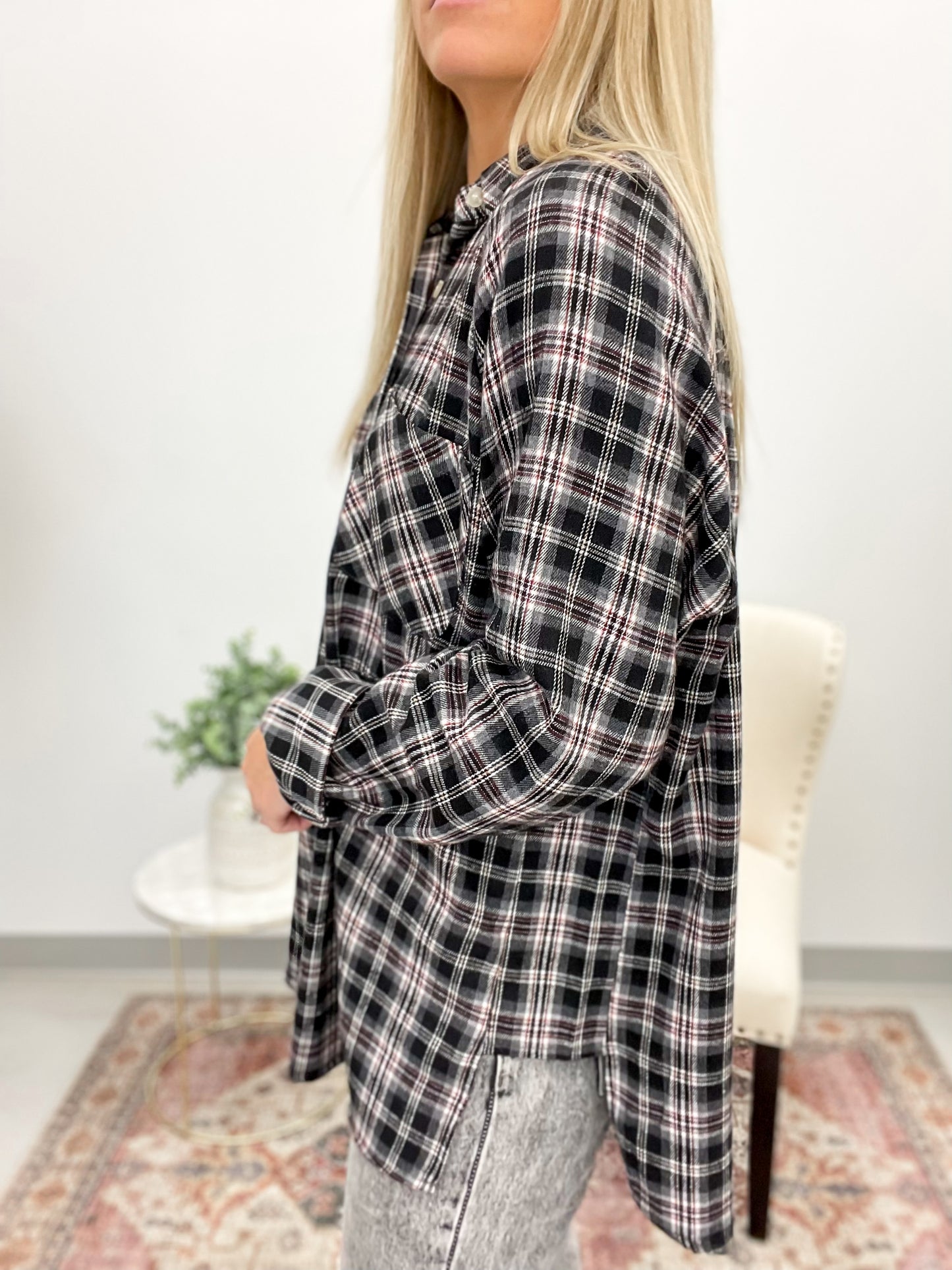 The Abrie Plaid Shirt Gray/Red