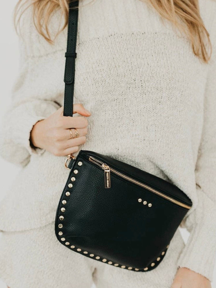 Pebble Sabrina Studded Bum Bag Black