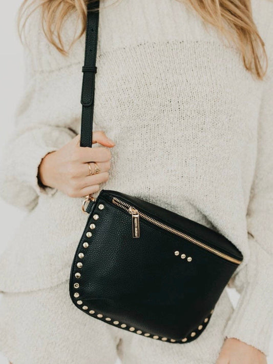 Pebble Sabrina Studded Bum Bag Black
