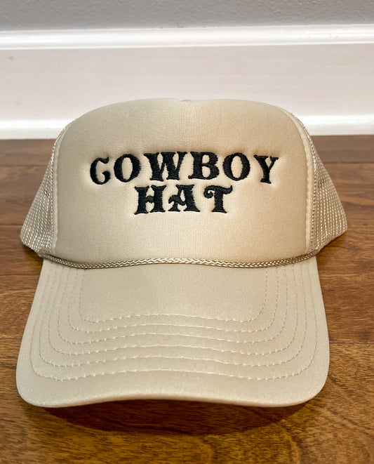 Cowboy Hat Embroidered Trucker Hat Tan
