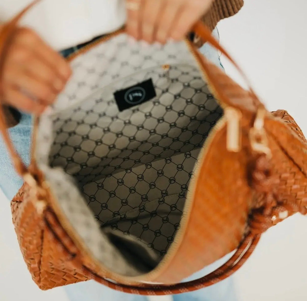 The Nikki Woven Slouchy Shoulder Bag Brown